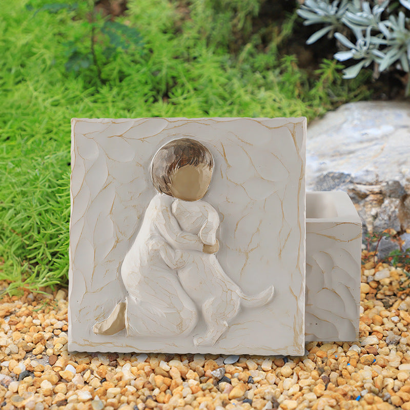 New Resin Pet Grey Box Angel Pet urns