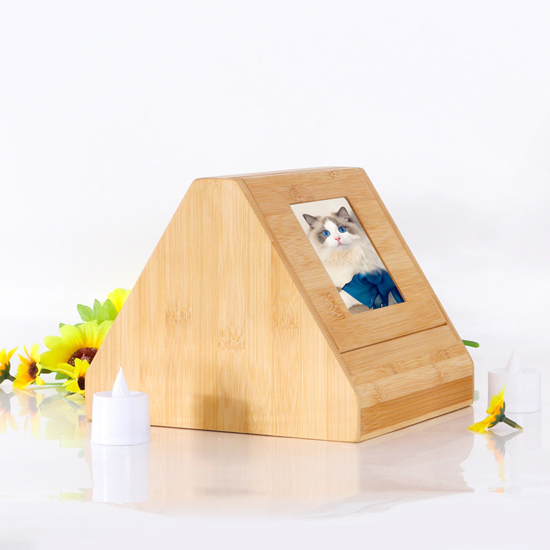 Triangle urn can be inserted with photos-17.5cm*20cm*16cm